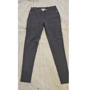 Michael Kors Mini Check Stretch Pull On Leggings‎ Women Size XS Black Gray
